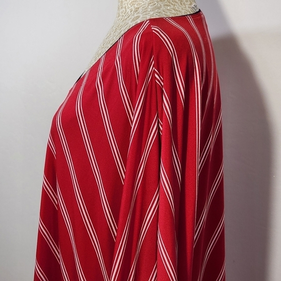 Susan Graver Women Oversized Flare Sleeve Red Striped V-Neck Blouse SZ XL Casual - Picture 7 of 15